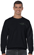 Black color 18000 Gildan Heavy Blend Classic Fit Adult Crewneck Sweatshirt.