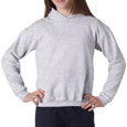 Ash colored Gildan 18500B hooded sweatshirts for children. These hoodies are preshrunk 50% Cotton/50% Polyester material.