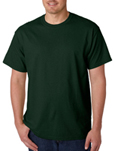 Gildan 5000 forest green colored t-shirts.