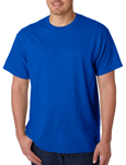 Gildan 5000 royal blue colored t-shirts.