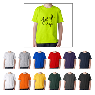 Gildan 5000Y Youth Heavy Cotton T-Shirt with custom printed logo or artwork. Custom t-shirts for kids.