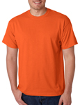 Gildan 8000 orange colored t-shirts.