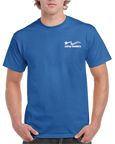 Gildan 8000 reflex blue colored t-shirts.