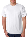 Gildan 8000 white colored t-shirts.