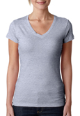 Heather Grey color Next Level 3400W The Sporty V Neck T-Shirt with custom logo.
