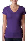 Purple colored Next Level 3400W The Sporty V Neck T-Shirt with custom logo.