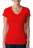 Red color Next Level 3400W The Sporty V Neck T-Shirt with custom logo.