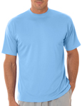 UltraClub 8420 Cool & Dry Sport Performance Interlock Columbia blue colored t-shirts.