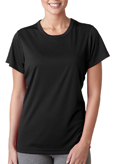 Black colored UltraClub 8420W Ladies' Cool & Dry Sport Performance Interlock Tee Shirt.