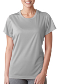 Grey colored UltraClub 8420W Ladies' Cool & Dry Sport Performance Interlock Tee Shirt.