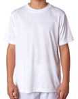 White colored UltraClub 8420Y Youth Cool & Dry Sport Performance Interlock red colored t-shirts.