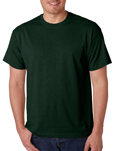 Gildan 8000 forest green colored t-shirts.